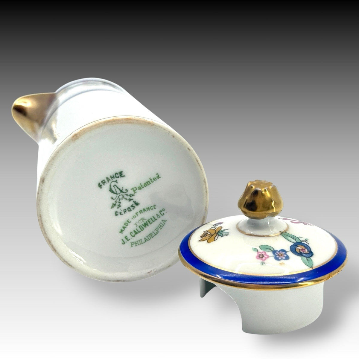 Charles Ahrenfeldt Limoges France Chocolate Pot J.E. Caldwell Philadelphia 5.75”