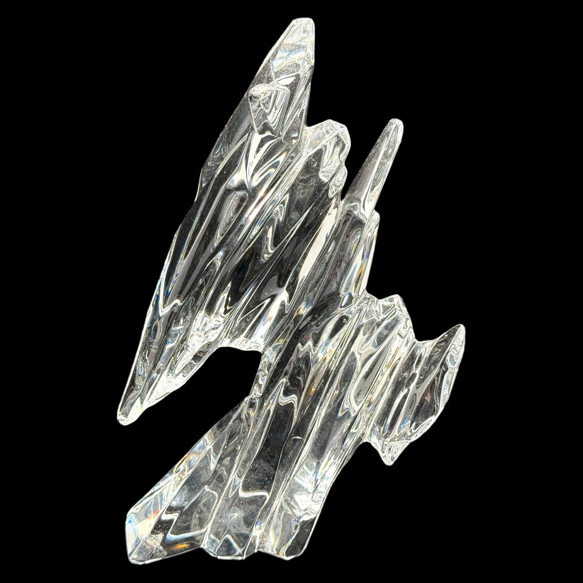 Waterford Crystal Angular Abstract Sculpture Modernist Art Glass Ireland Decor