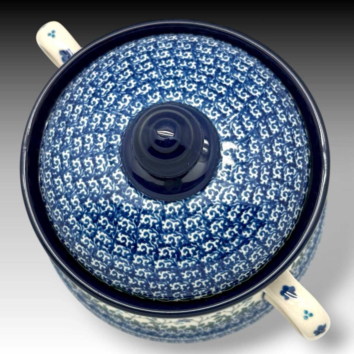 Ceramika Artystyczna Polish Pottery 2.5 Qt Covered Baker Georgia Blue Stoneware