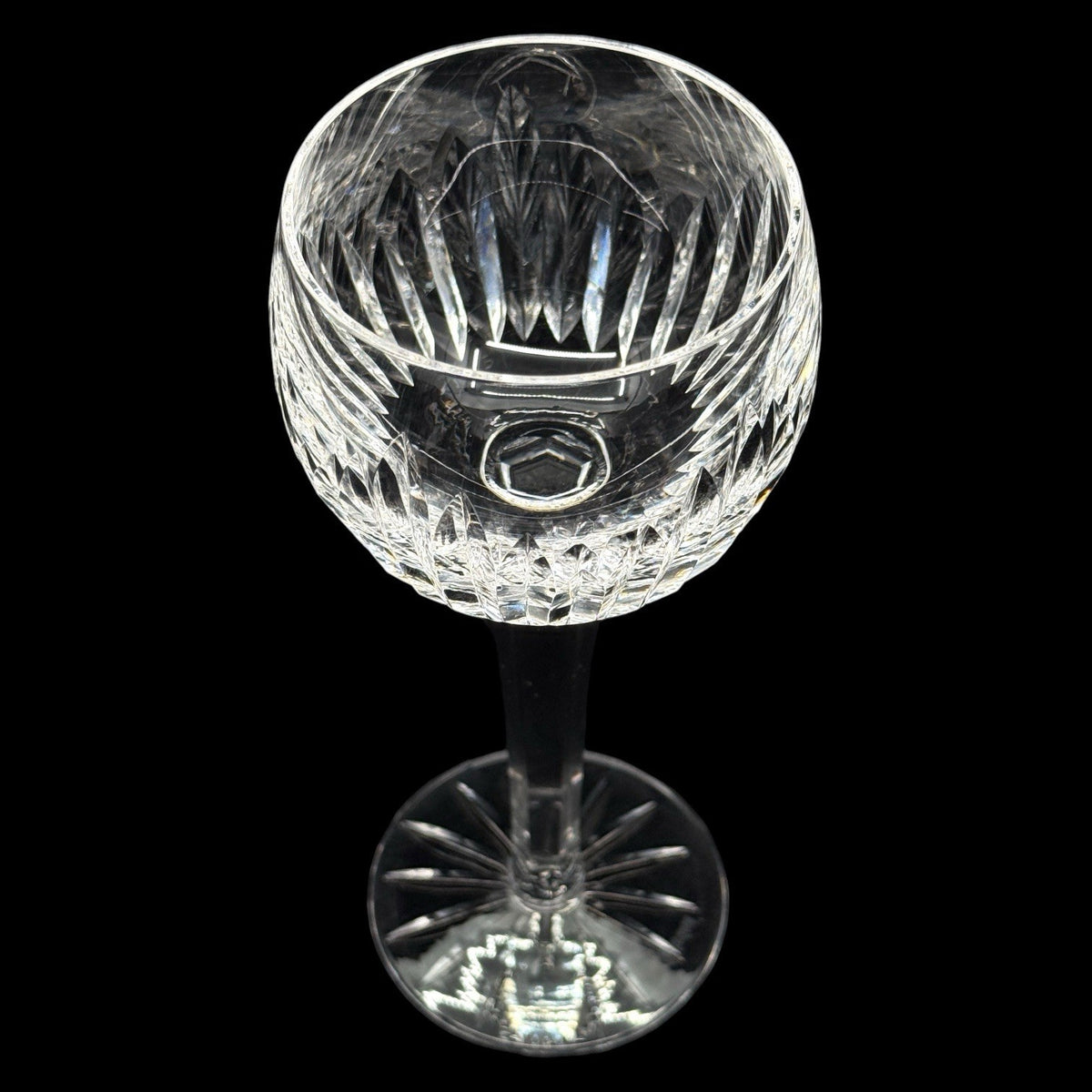 Waterford Crystal Eileen Hock Wine Glass, Signed Ireland 7 3/8 Inch Elegant Stem