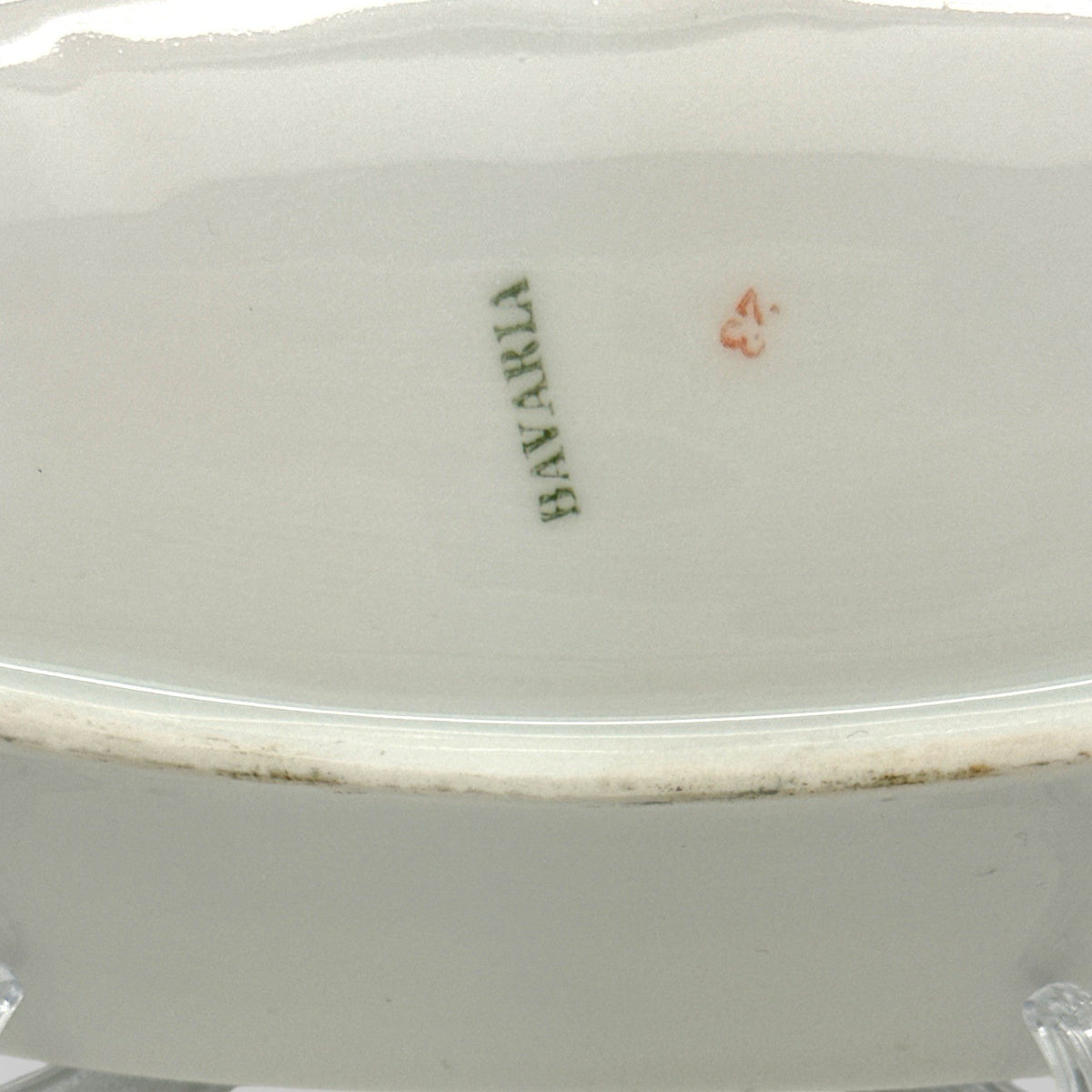 VTG BAVARIA Oval Celery Dish RELISH TRAY Roses & GOLD TRIM Open Handles 10"