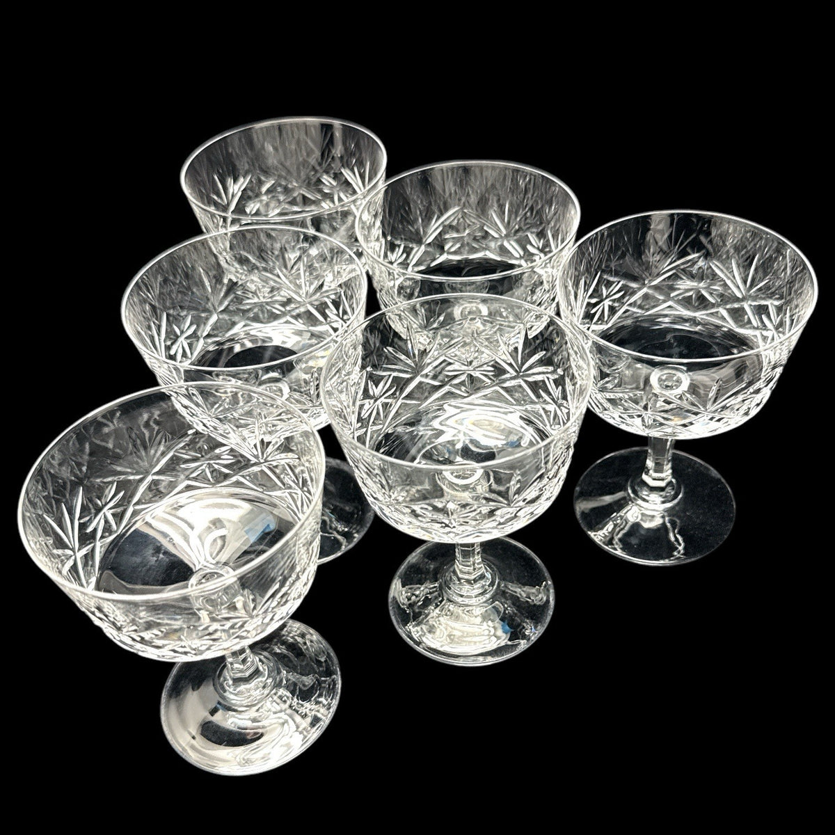 Set of 6 D'Arques Durand Chantilly Crystal SHERBET GLASSES France 5" 7 oz EUC