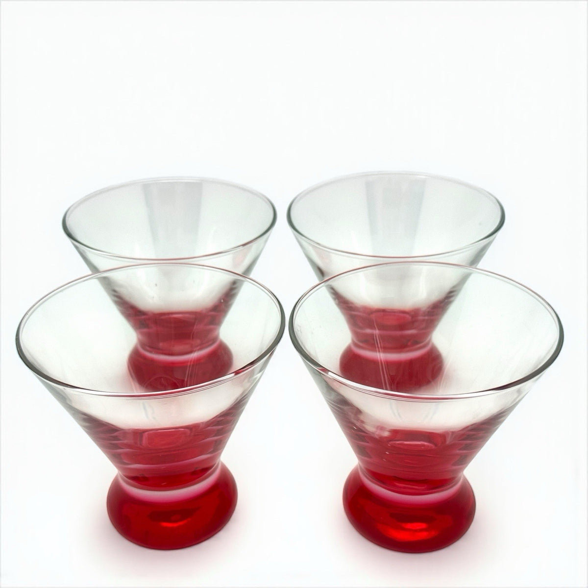 LIBBEY Red Hots Martini Glasses Set of 4 Ruby Red Base Holiday Cocktail Barware