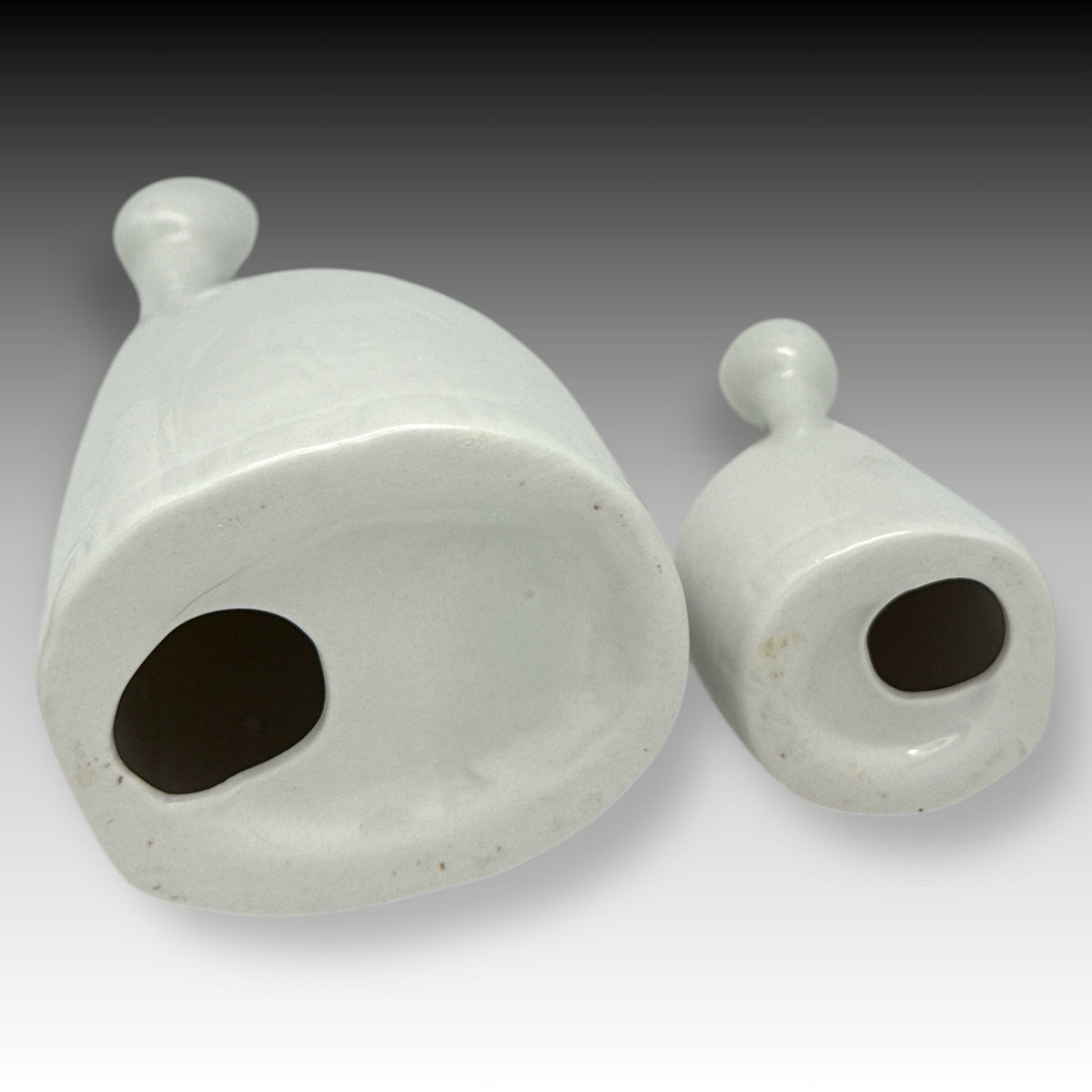Mid Century Modern White Porcelain Cat Trio Long Neck Glossy Cats Figurines MCM
