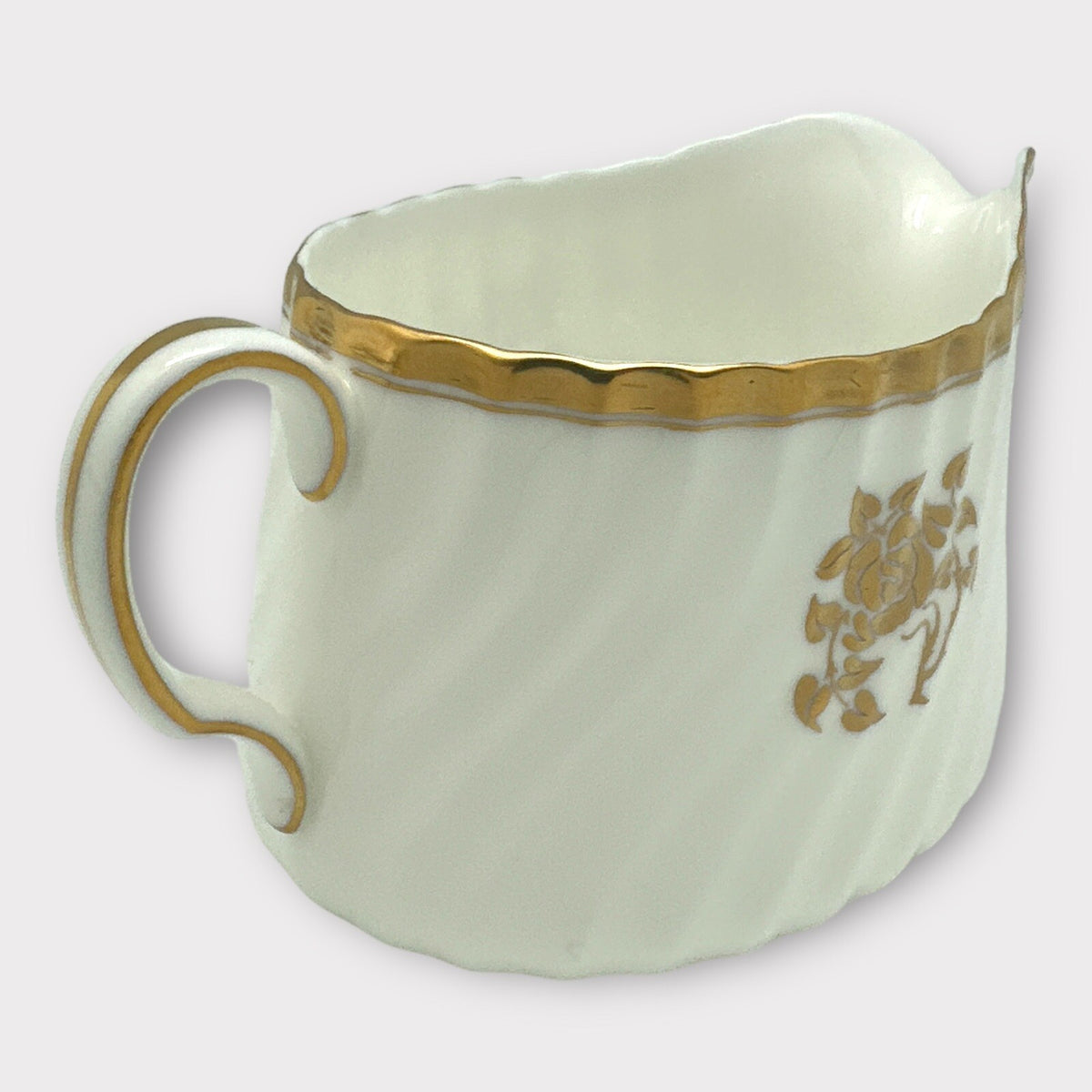 MINTON Bone China GOLD ROSE CREAMER and OPEN SUGAR BOWL Gold Trim Fluted Gilded
