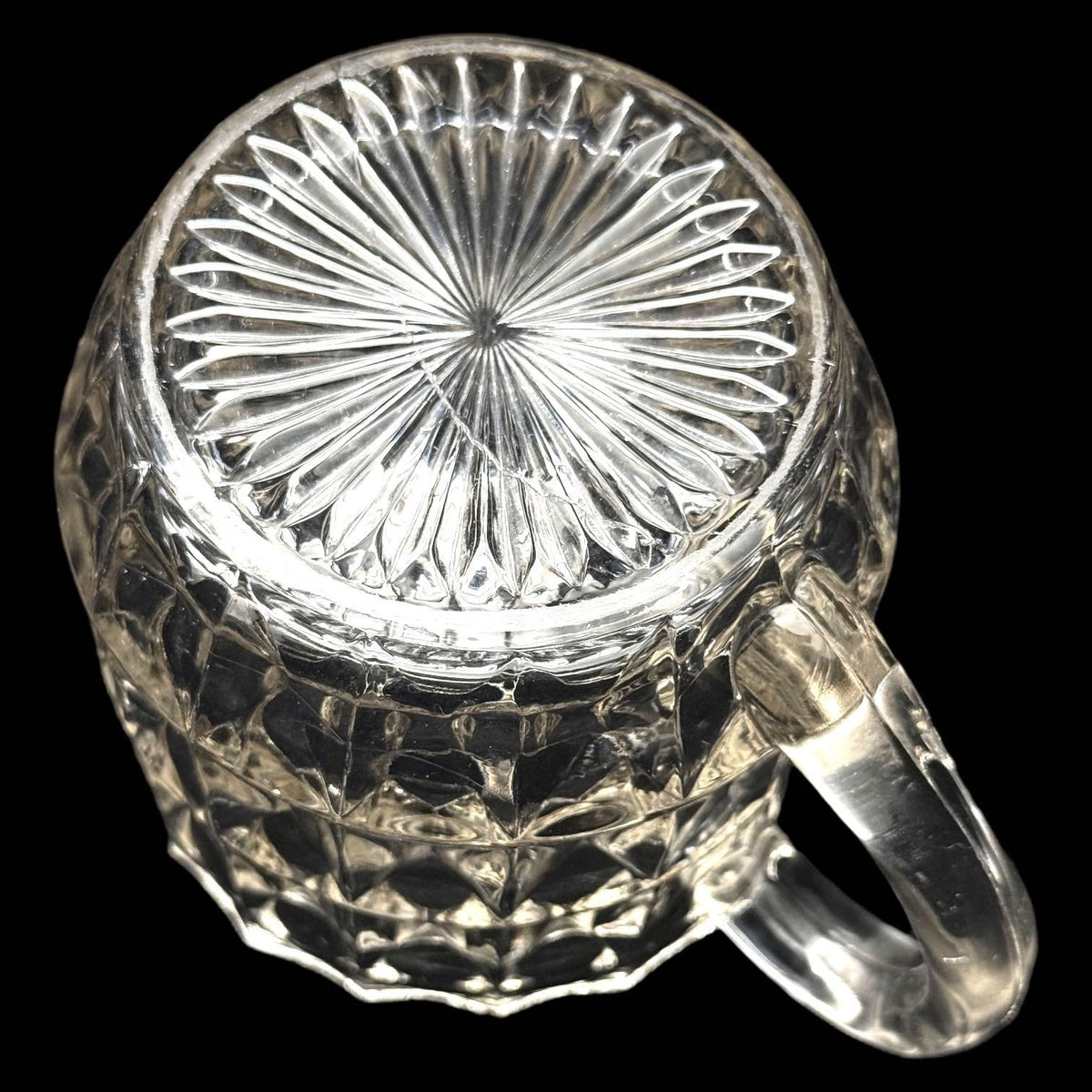 Vintage Jeannette WINDSOR CLEAR Depression Glass Pitcher 16 oz Diamond Pattern