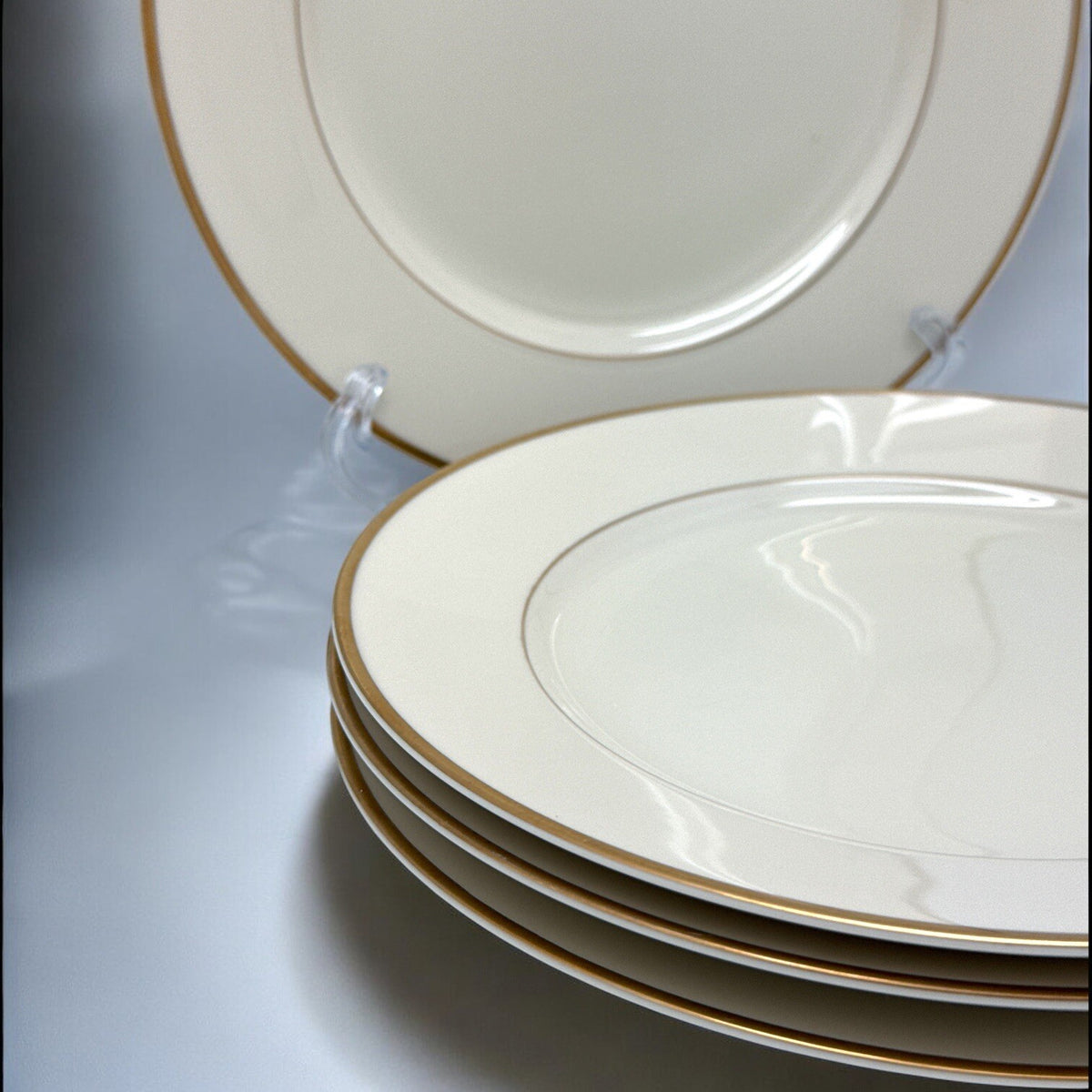 Set of 4 RANMARU Ivory Elegance DYNASTY 7.75" SALAD PLATES Ivory Gold Trim Japan