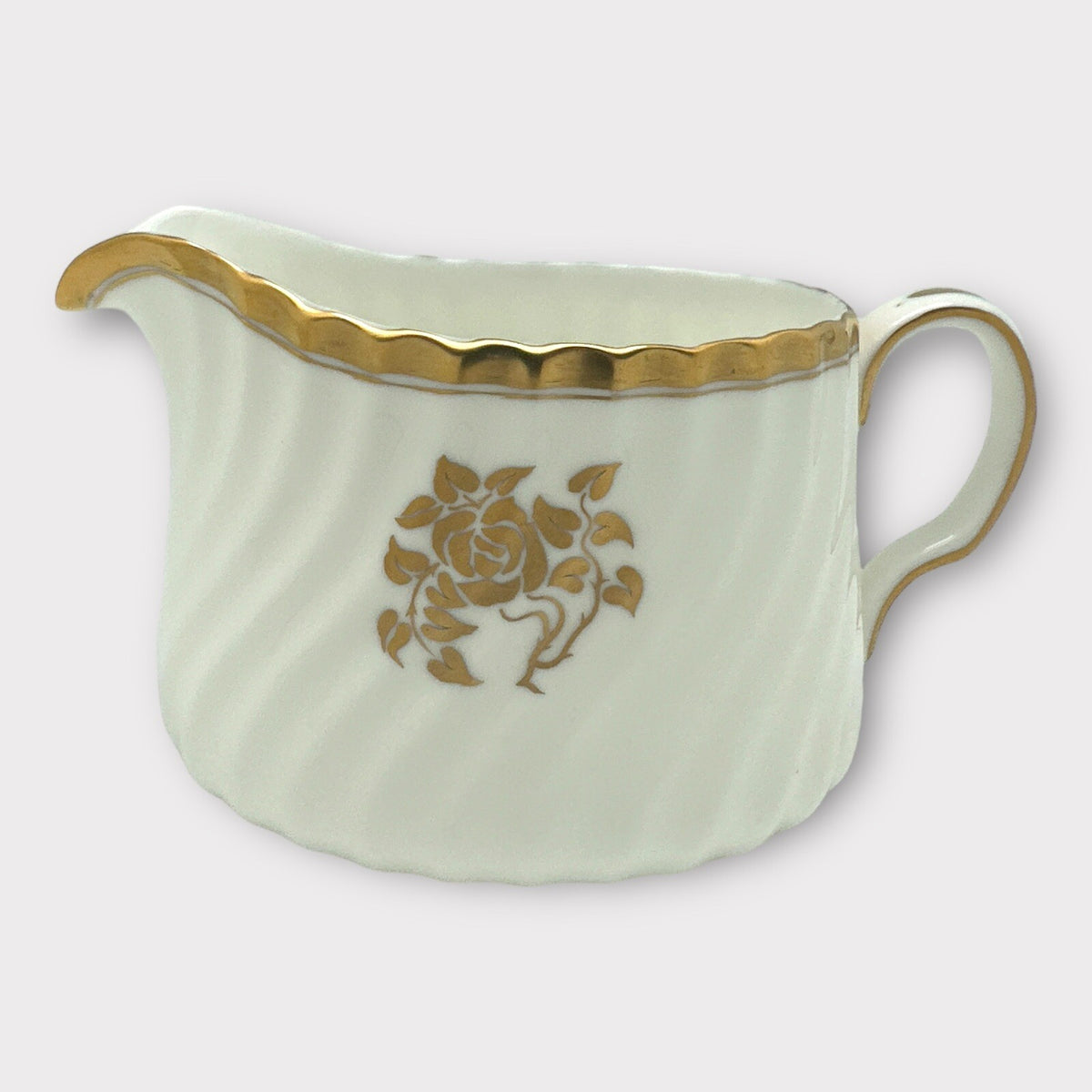 MINTON Bone China GOLD ROSE CREAMER and OPEN SUGAR BOWL Gold Trim Fluted Gilded