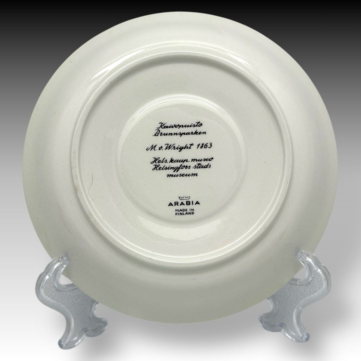 ARABIA Finland HELSINKI Wright 1863 Museum Cups & Saucers Set of 2 – B&W