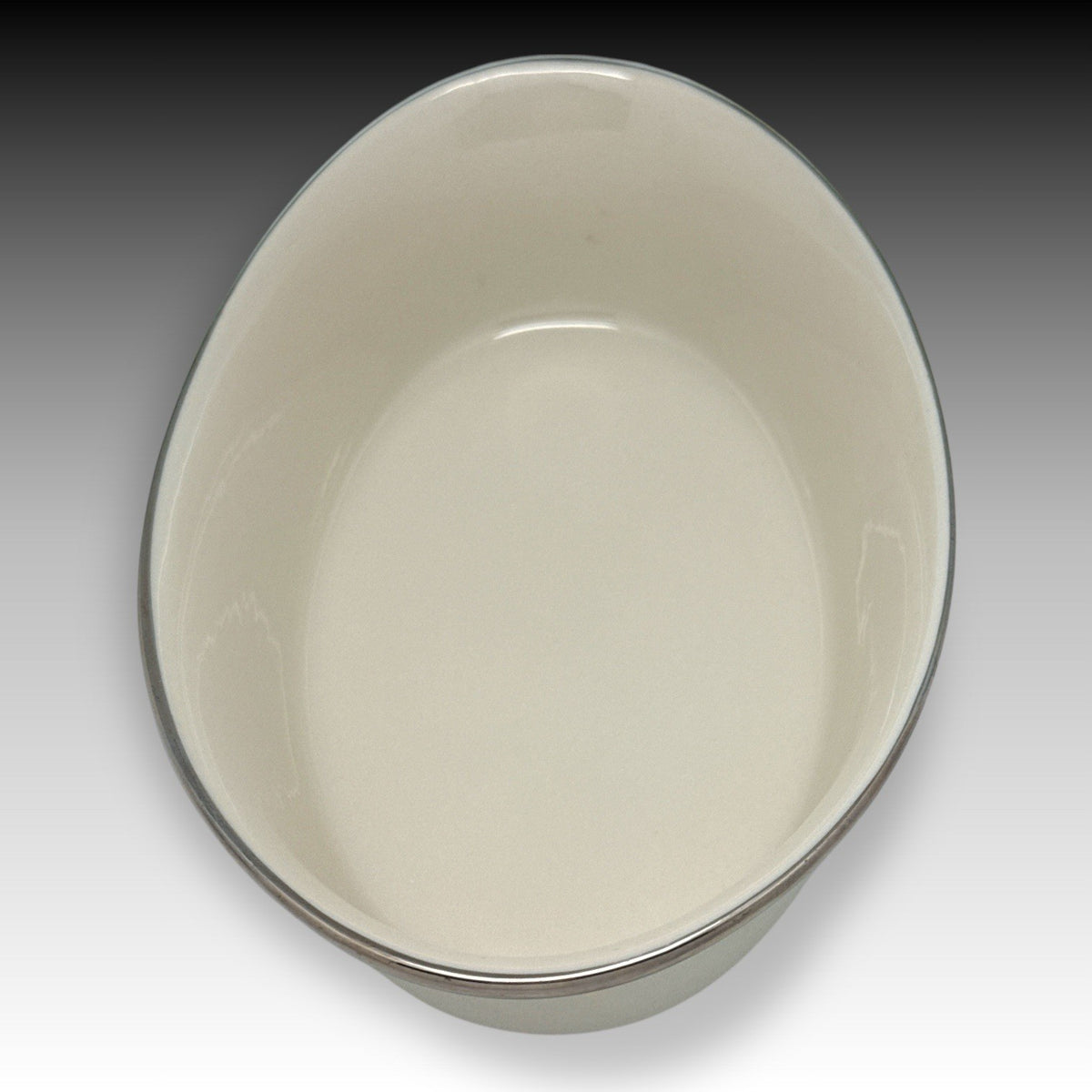 Lenox Solitaire Ivory Platinum Oval Serving Bowl 10" USA Bone China EUC