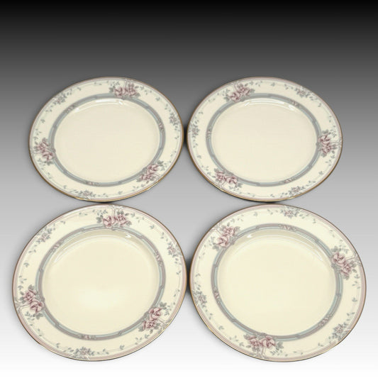 Noritake Magnificence 9736 Bone China Salad Plates Set 4 Gold Trim Japan 8.25"