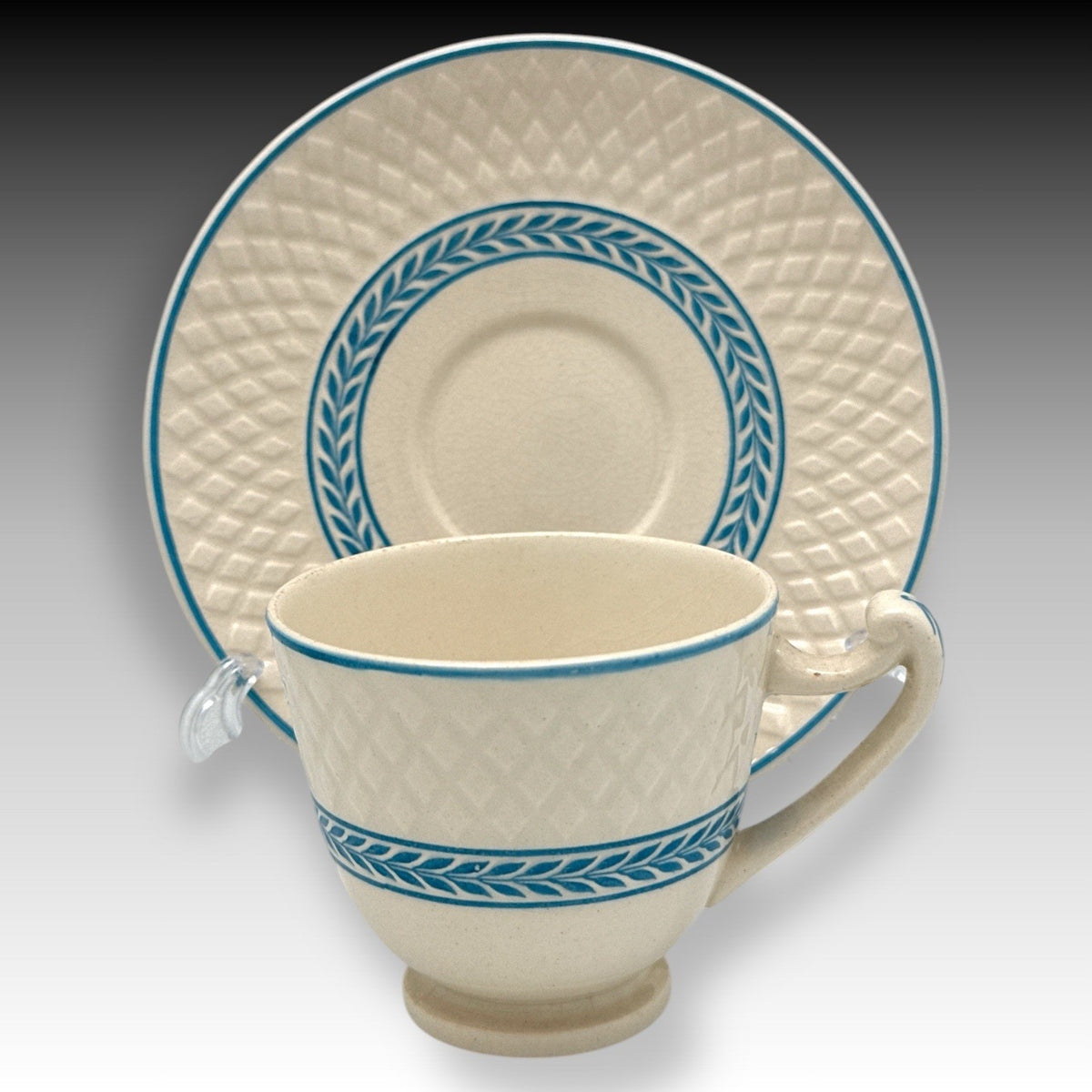 Spode Mansard ELAINE 4 Demitasse Cups & 5 Saucers England Blue White Vintage
