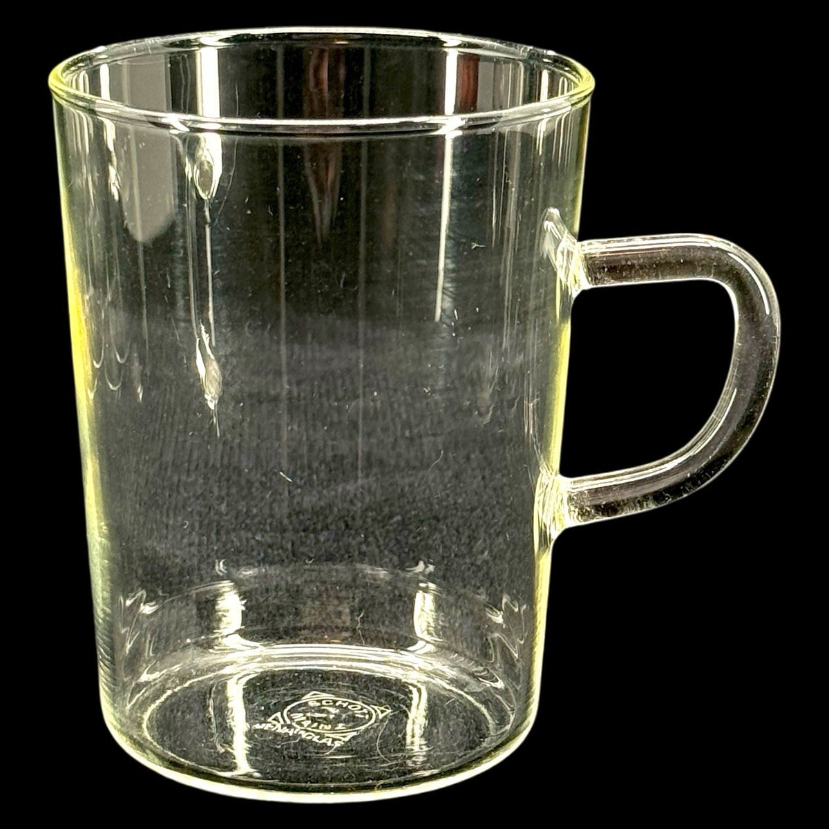 Schott Mainz Jena Glas Coffee Mugs Set of 4 Clear Glass 8 Oz Vintage Germany
