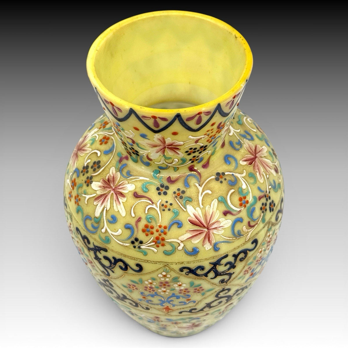 Harrach Islamic Revival Moroccan Enameled Glass Vase Bohemian Circa 1880 Rare
