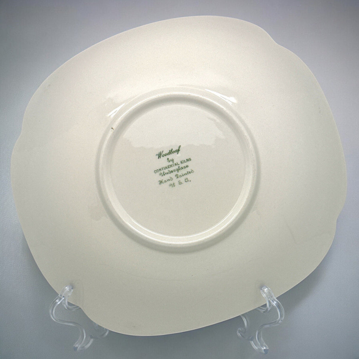 Vntg 1940s 10.25” SERVING BOWL WOODLEAF by Continental Kilns Underglaze USA