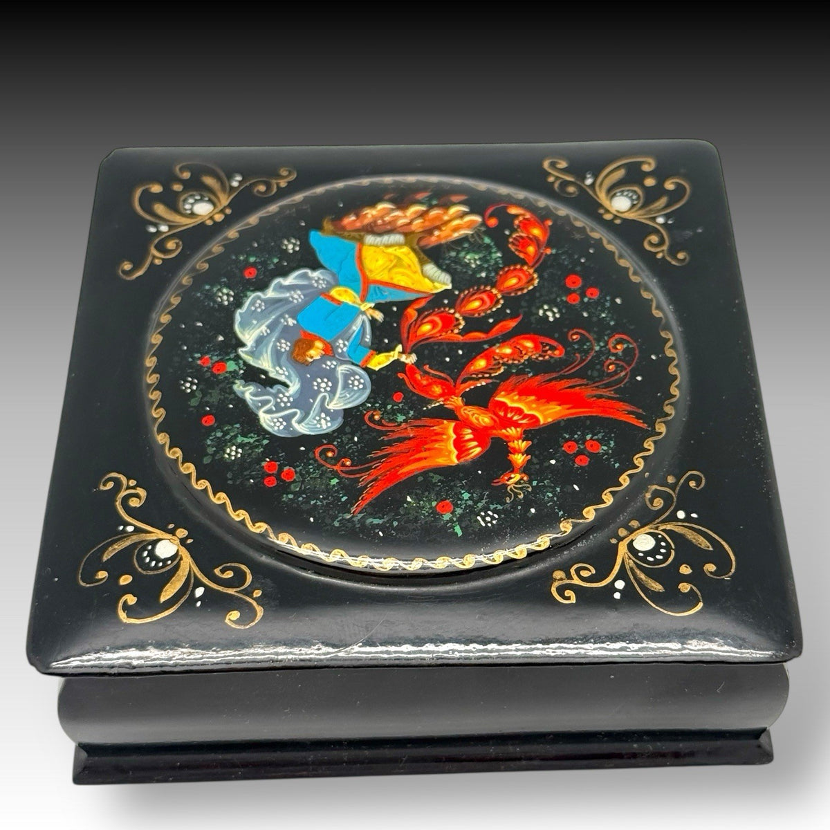 Hand-Painted Russian Lacquer Box Ivan Tsarevich and the Firebird | Signed Kholuy