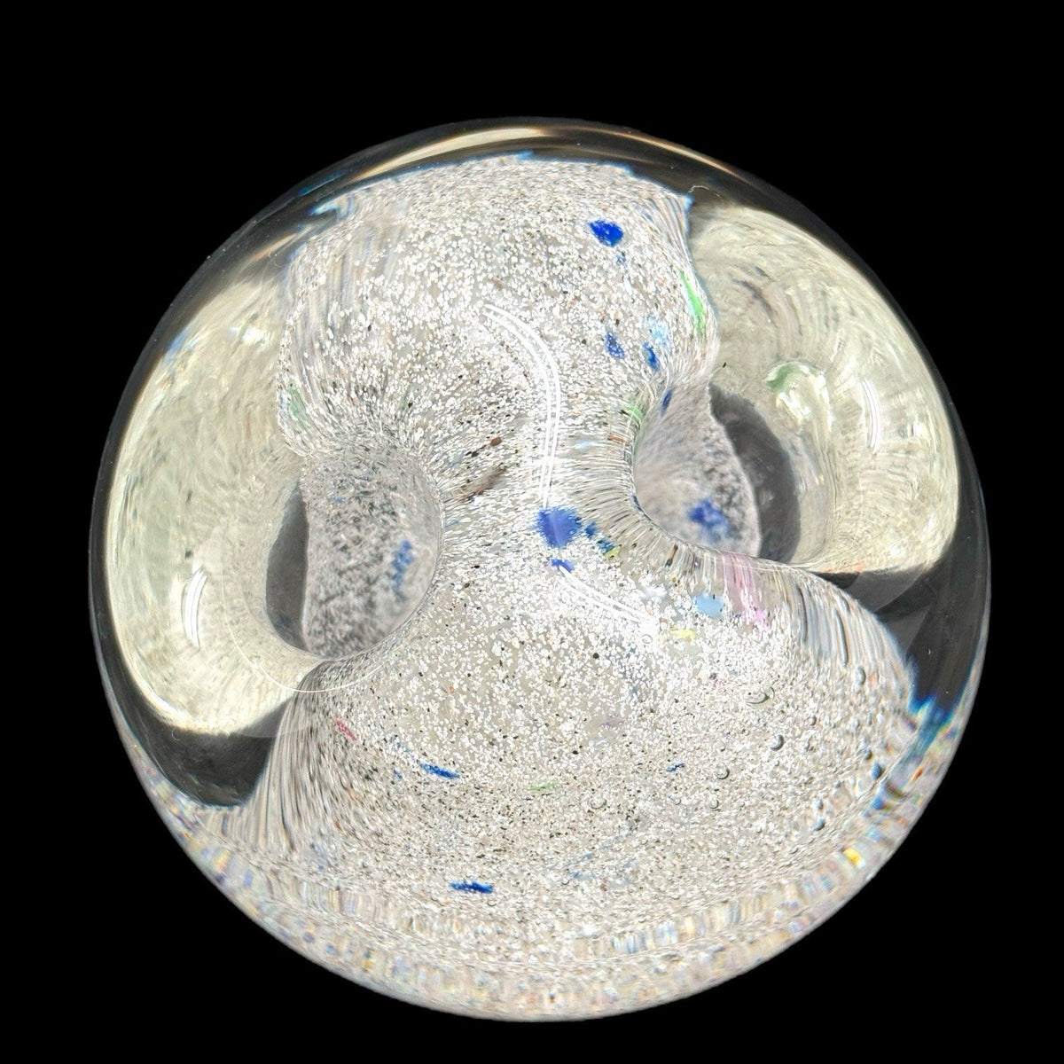 Wheaton Glass Art Paperweight Vase Signed A. De Palma Silver Aventurine Swirl