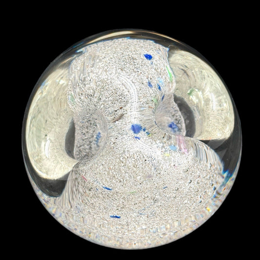 Wheaton Glass Art Paperweight Vase Signed A. De Palma Silver Aventurine Swirl