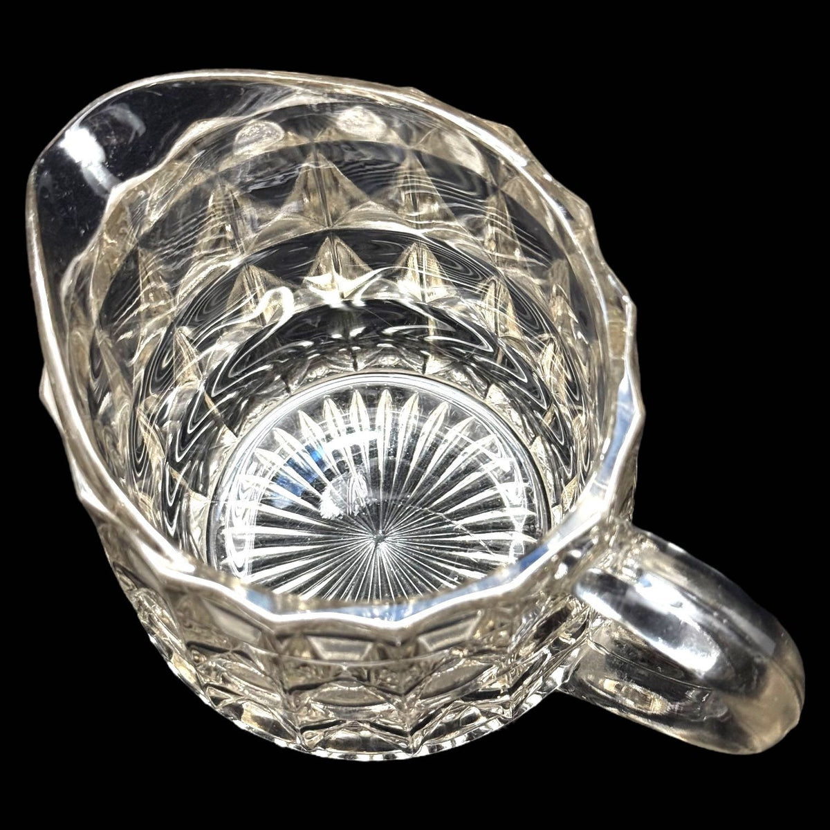 Vintage Jeannette WINDSOR CLEAR Depression Glass Pitcher 16 oz Diamond Pattern