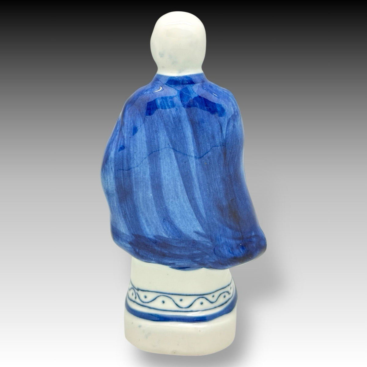 Vintage Chinese Zodiac Snake Figurine Blue White Porcelain Chinoiserie 10 Inch