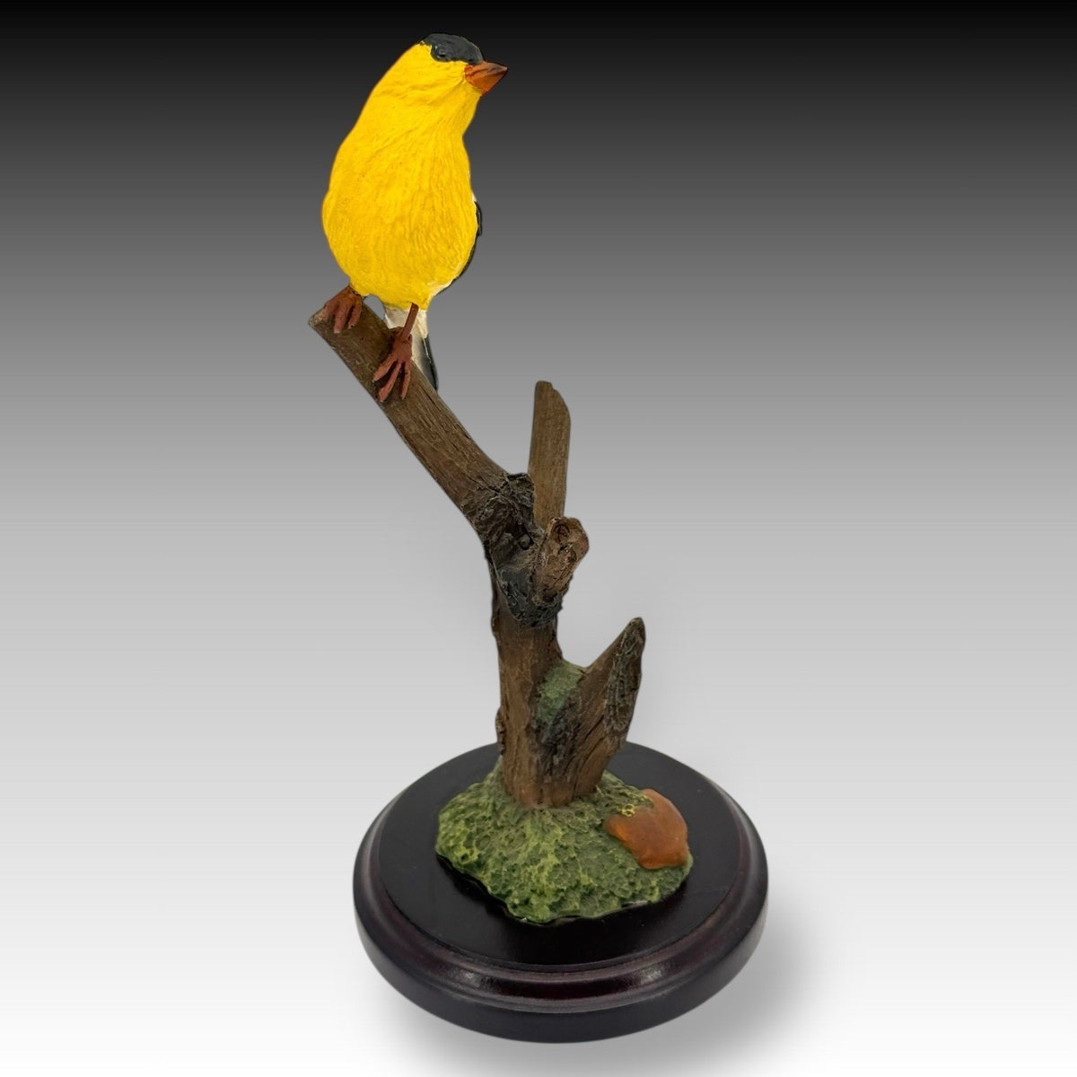 Richard Lamson American Goldfinch Bird Figurine Resin Sculpture on Base - Signed