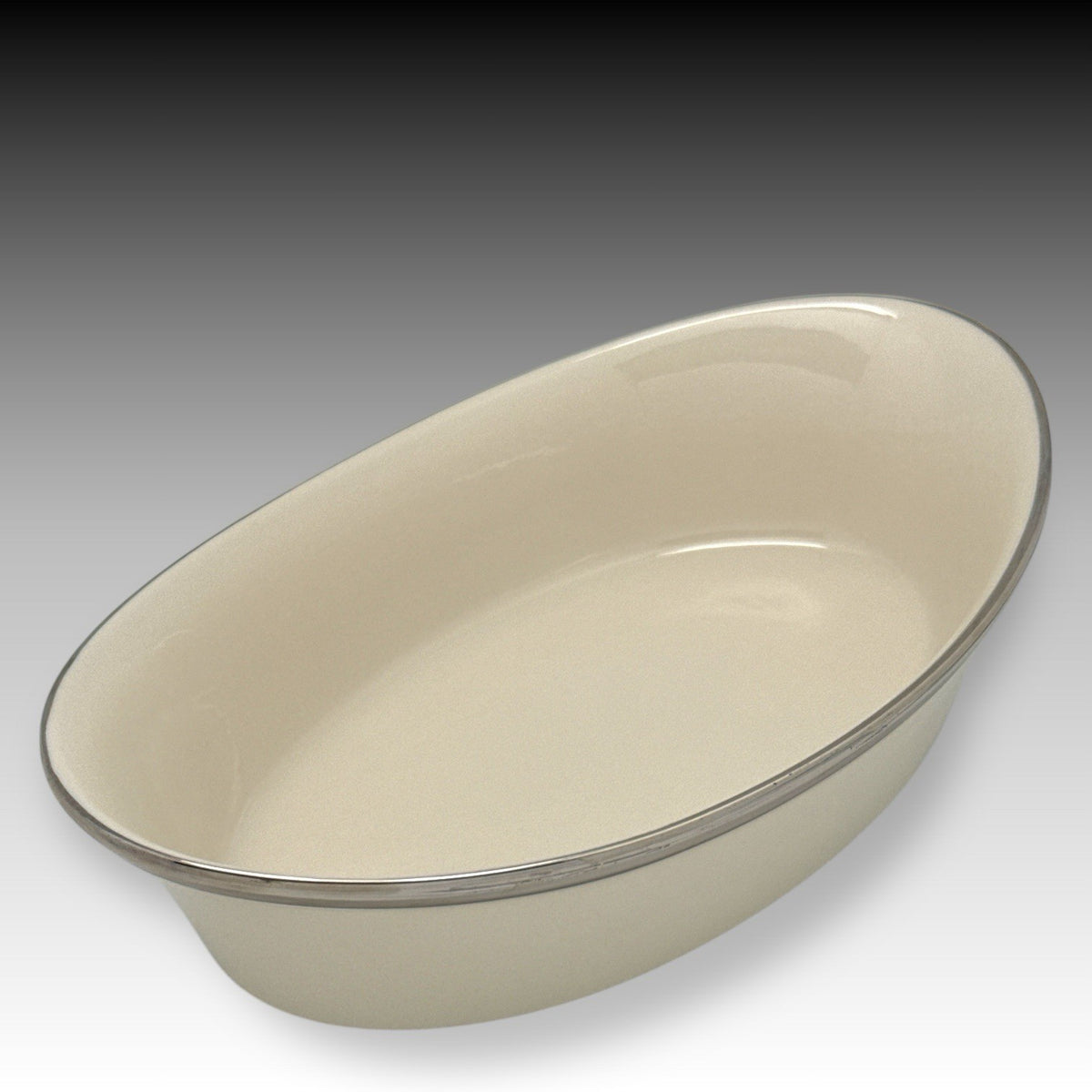 Lenox Solitaire Ivory Platinum Oval Serving Bowl 10" USA Bone China EUC