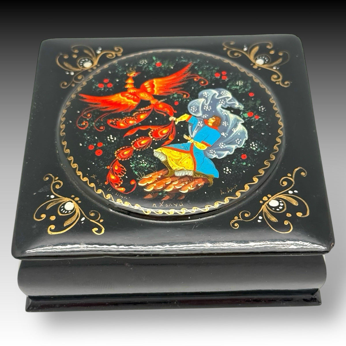Hand-Painted Russian Lacquer Box Ivan Tsarevich and the Firebird | Signed Kholuy