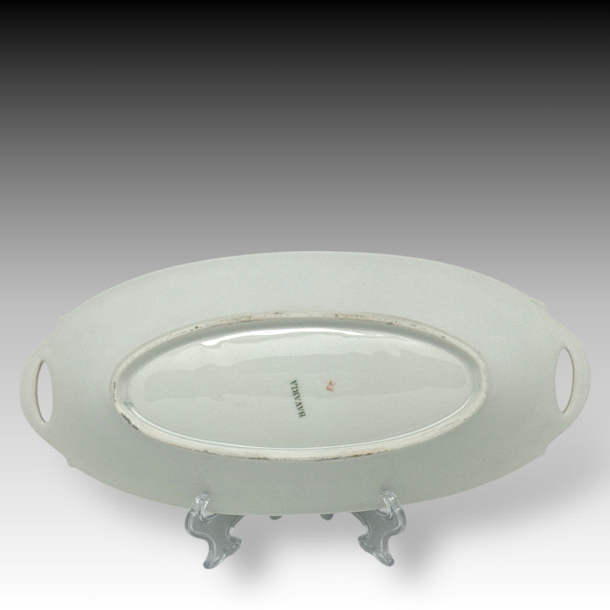 VTG BAVARIA Oval Celery Dish RELISH TRAY Roses & GOLD TRIM Open Handles 10"