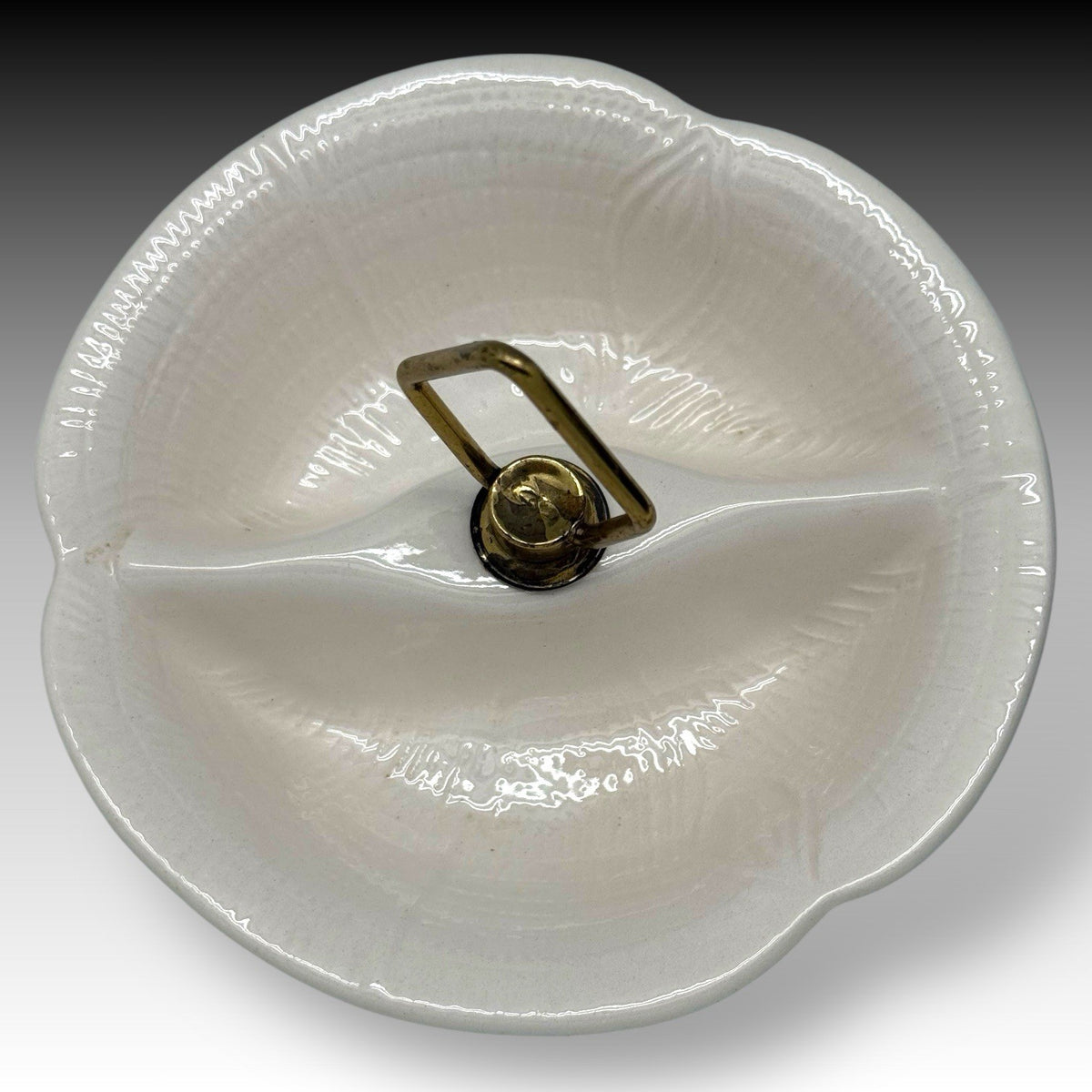 Vintage CALIF USA 570 Lazy Susan Green & White MCM Pottery Server SET Green