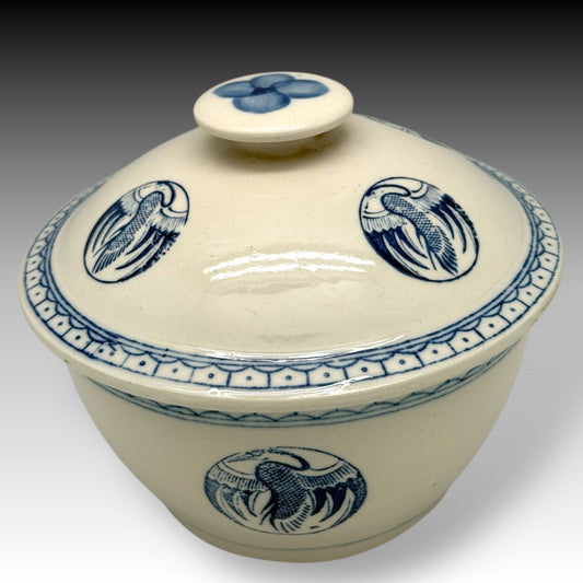 Vintage CHINESE PORCELAIN RICE BOWL Crane Design Asian Tableware