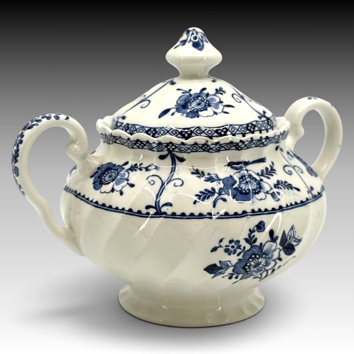 Johnson Brothers Indies Blue Creamer & Lidded Sugar Bowl England Vintage Set 2pc