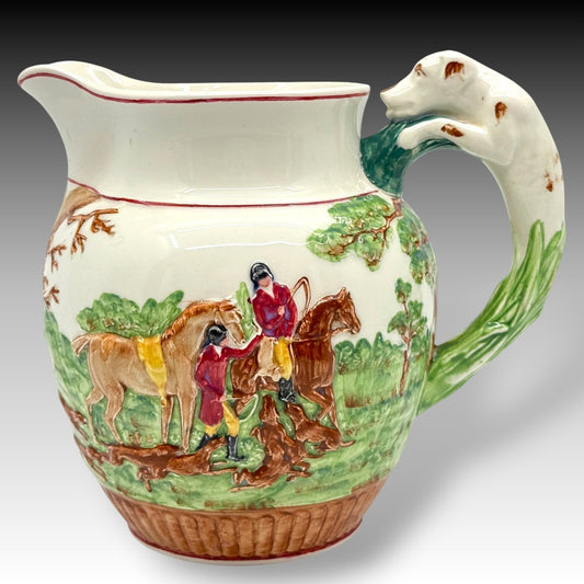Wedgwood D'Ye Ken John Peel Fox Hunt Relief Pitcher Dog Handle 64 Oz England LRG