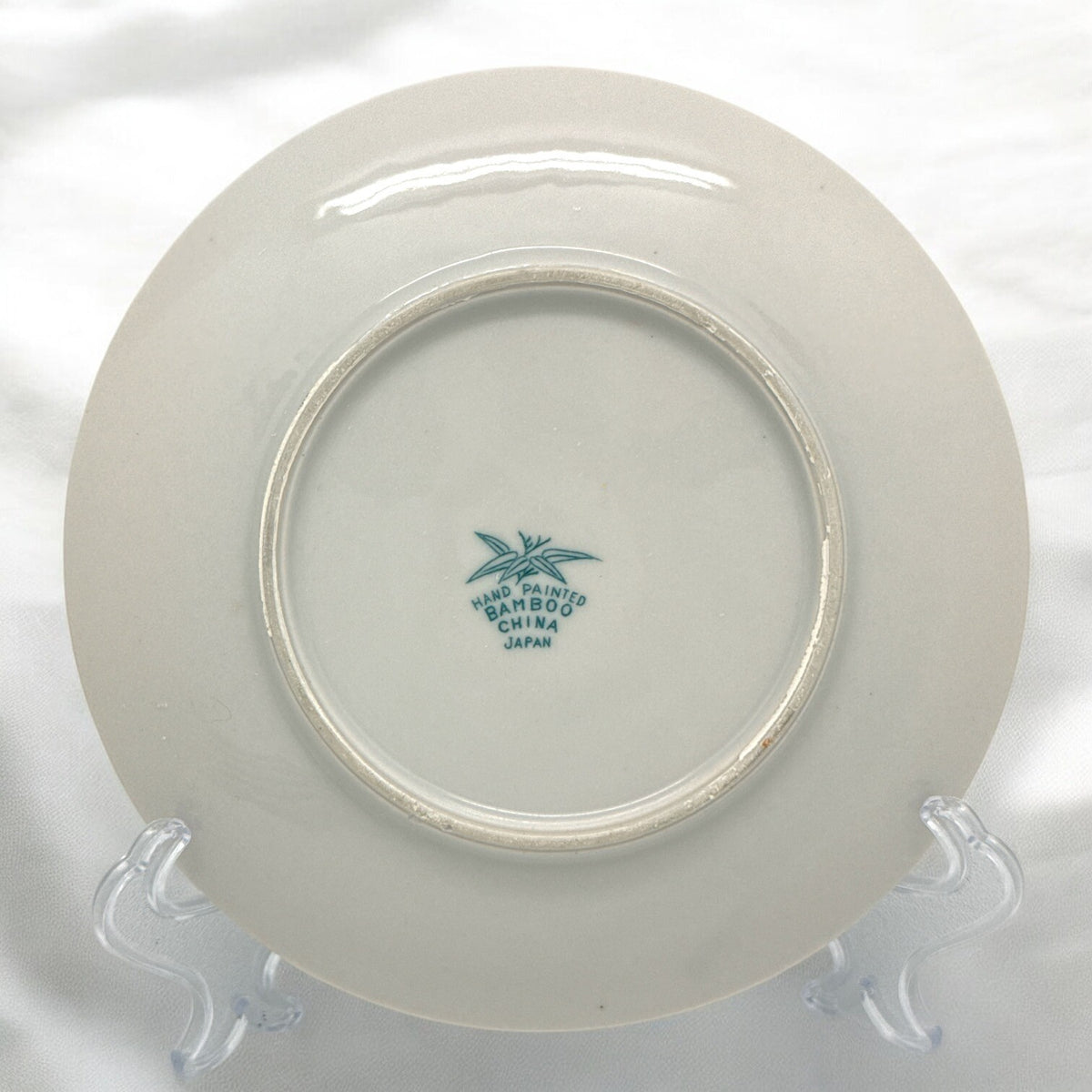 Set of 6 Japan BAMBOO TEXTURED China Hand Painted 6.25" BREAD PLATES Six