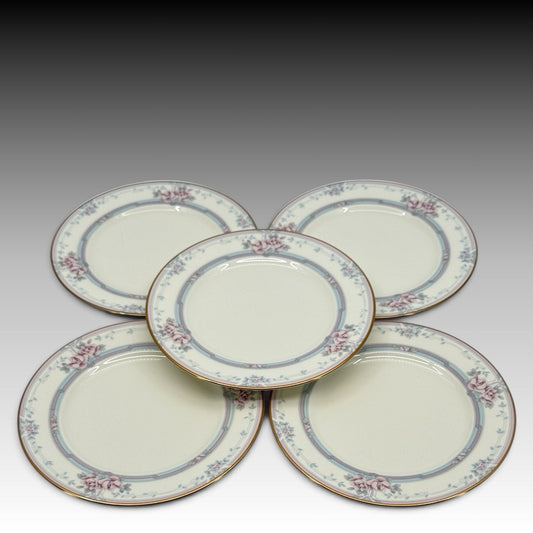 Noritake Magnificence 9736 Bread & Butter Plates Set 5 Bone China Gold Trim 6.5"