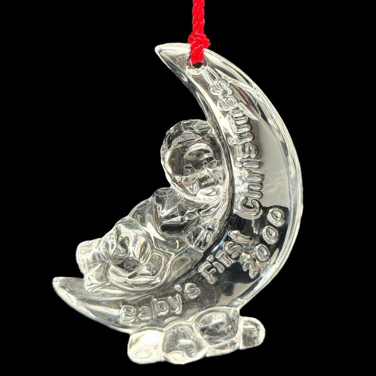 Waterford Crystal Baby’s First Christmas 2000 Ornament – Baby on Crescent Moon