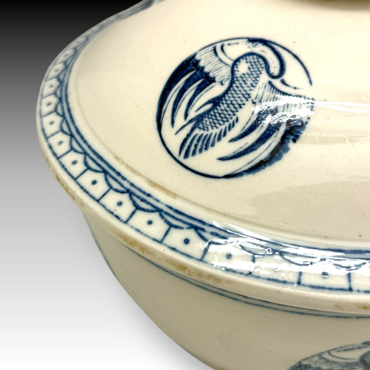 Vintage CHINESE PORCELAIN RICE BOWL Crane Design Asian Tableware
