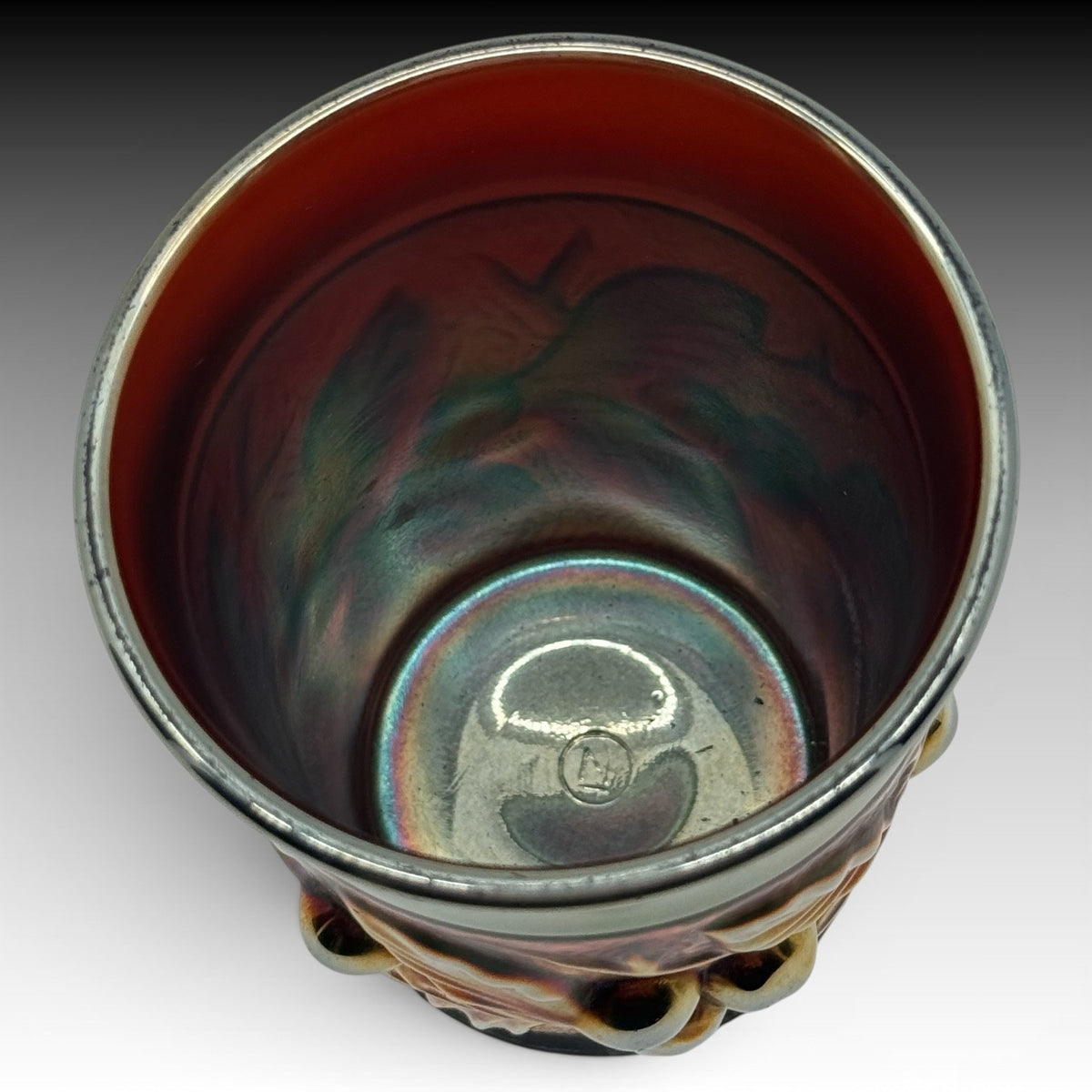 Northwood Acorn Burr Black Amethyst Carnival Glass Tumbler Antique 4 Inch