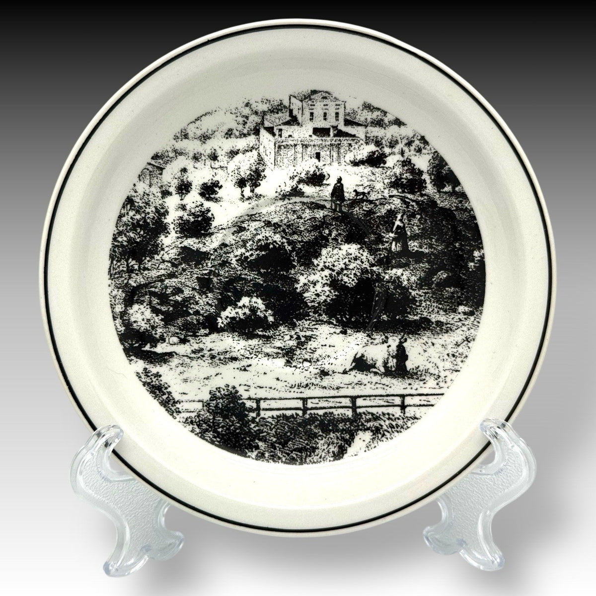 ARABIA Finland HELSINKI Wright 1863 Museum SAUCERS Set of 4 – Black & White