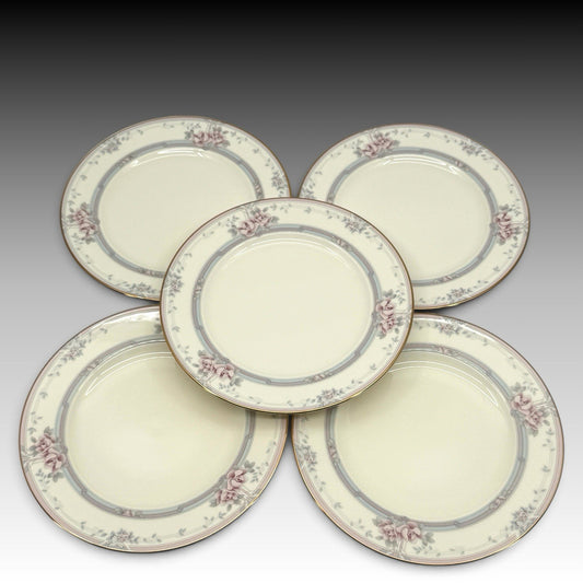 Noritake Magnificence 9736 Bone China Salad Plates Set 5 Gold Trim Japan 8.25"