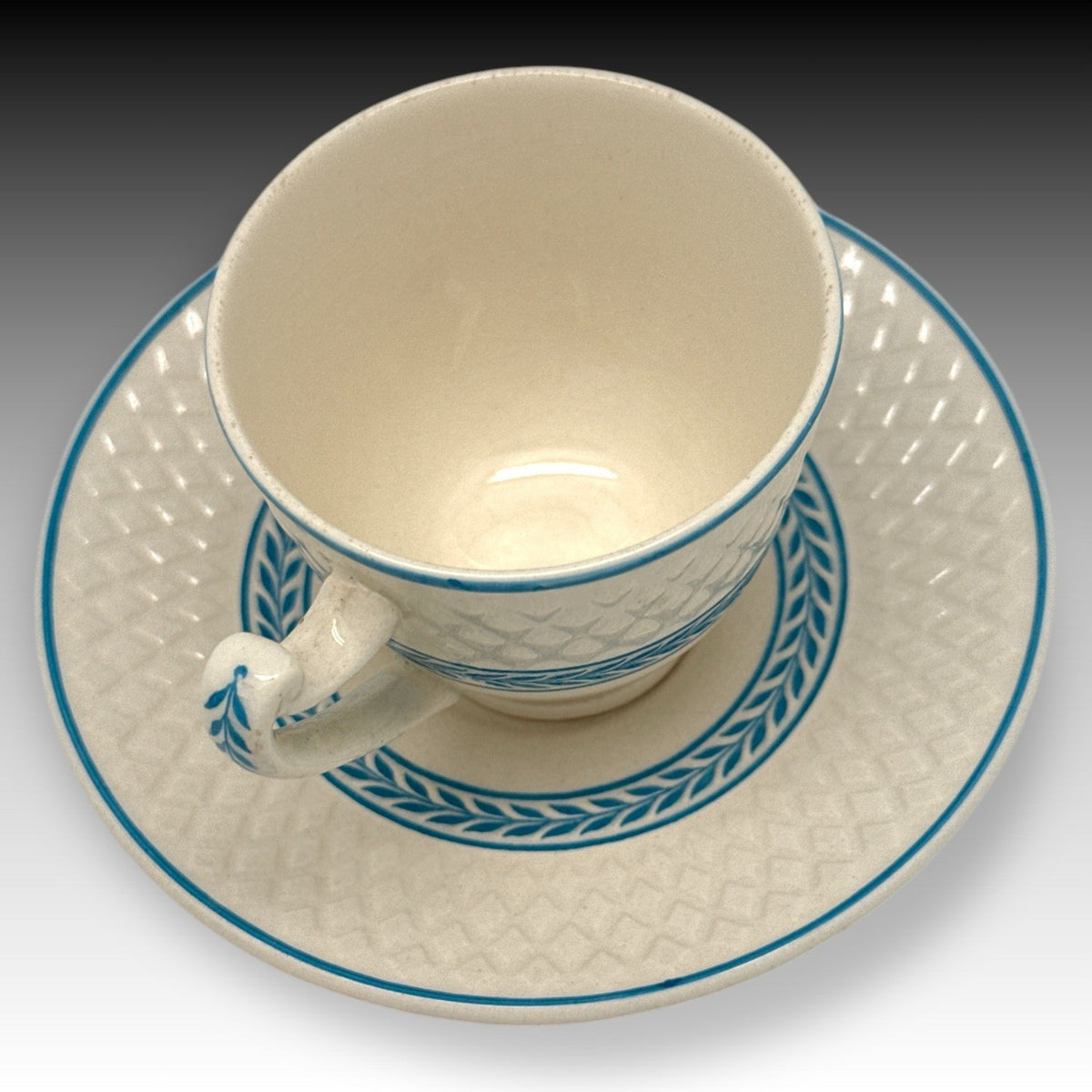 Spode Mansard ELAINE 4 Demitasse Cups & 5 Saucers England Blue White Vintage