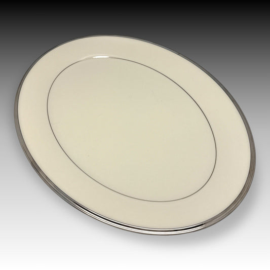 Lenox Solitaire Ivory Platinum Oval Serving Platter 16 3/8" USA Bone China EUC