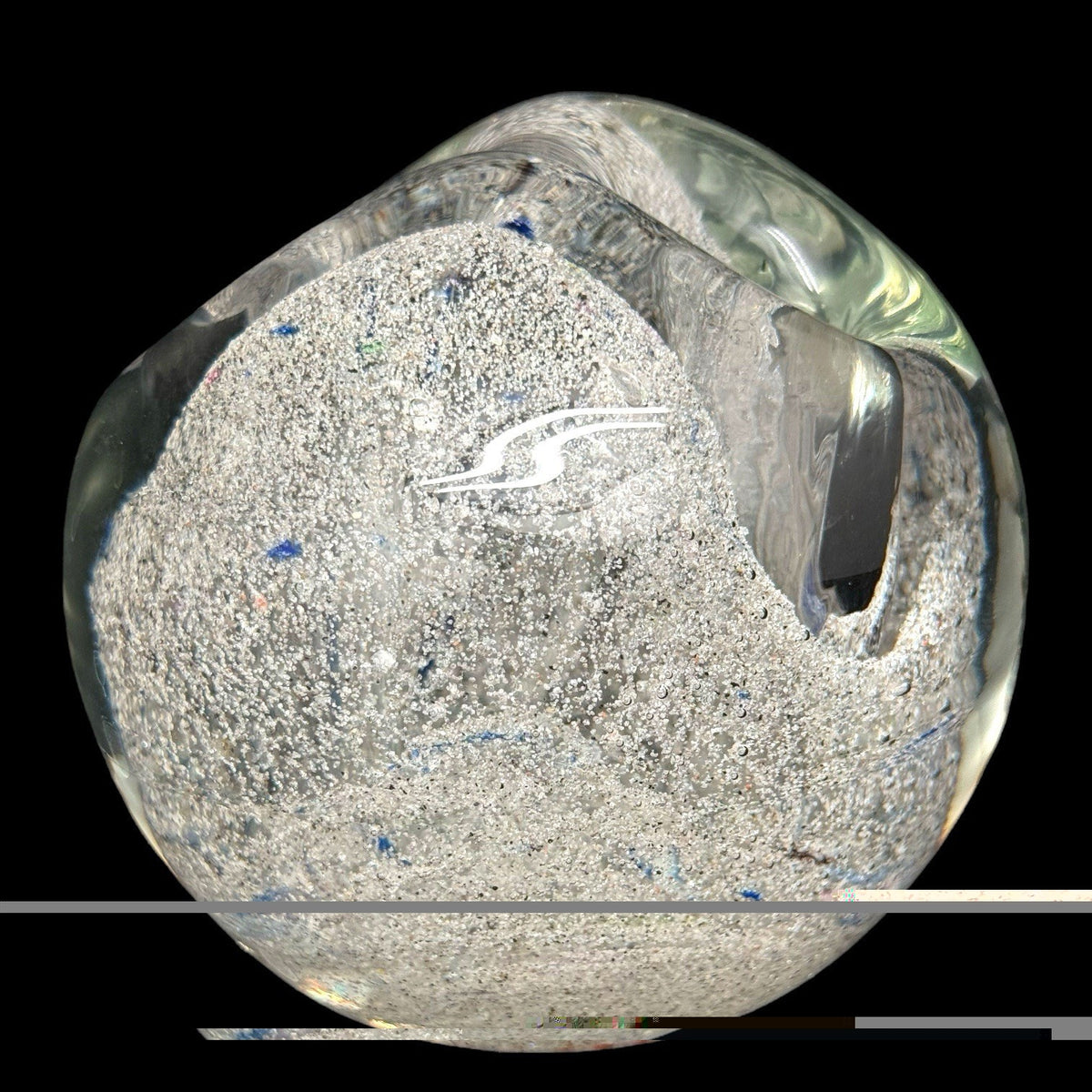 Wheaton Glass Art Paperweight Vase Signed A. De Palma Silver Aventurine Swirl