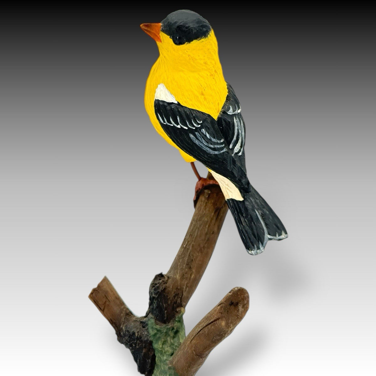 Richard Lamson American Goldfinch Bird Figurine Resin Sculpture on Base - Signed