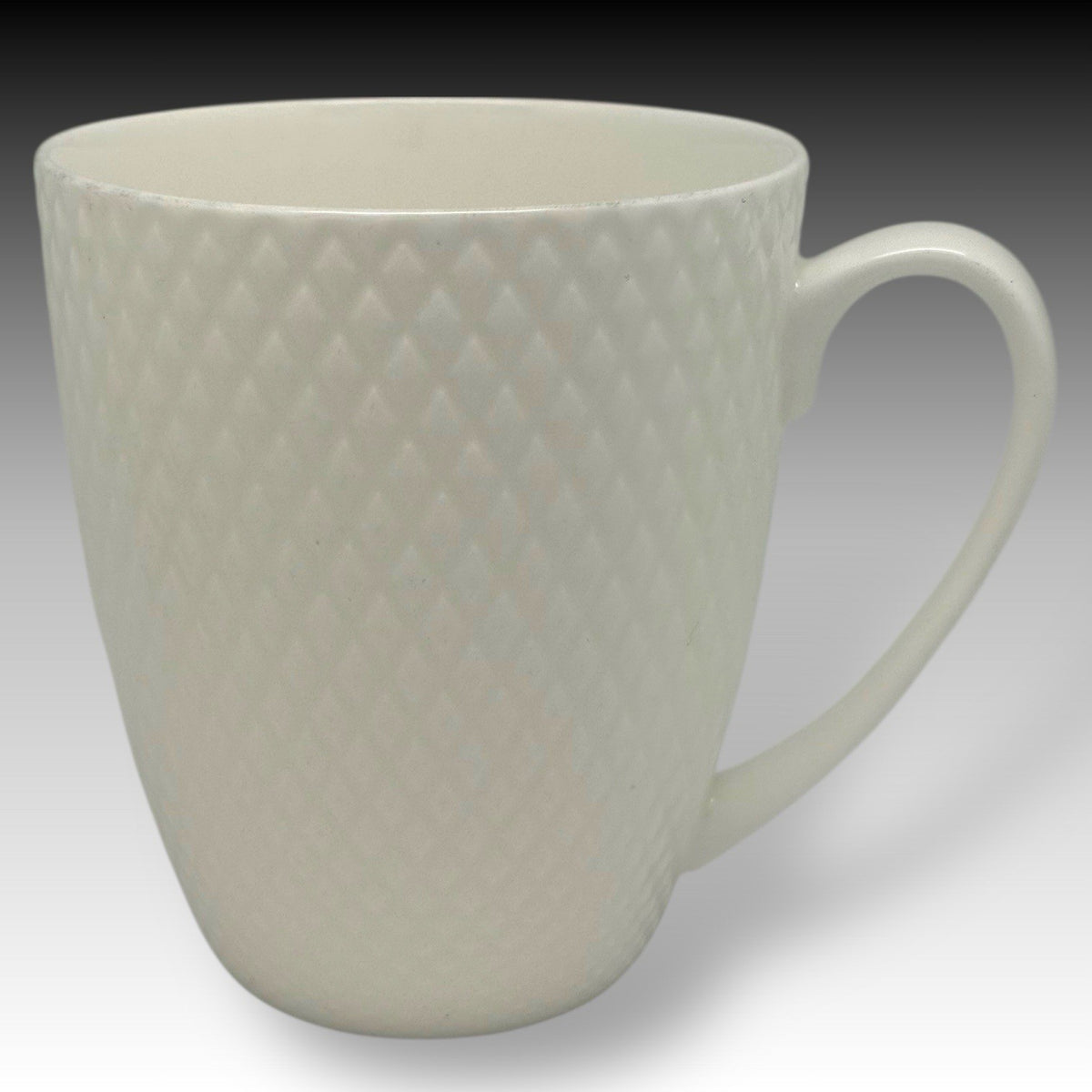 Mikasa HUNTINGTON Bone China Coffee MUGS Set of 3 White Diamond Texture Elegant