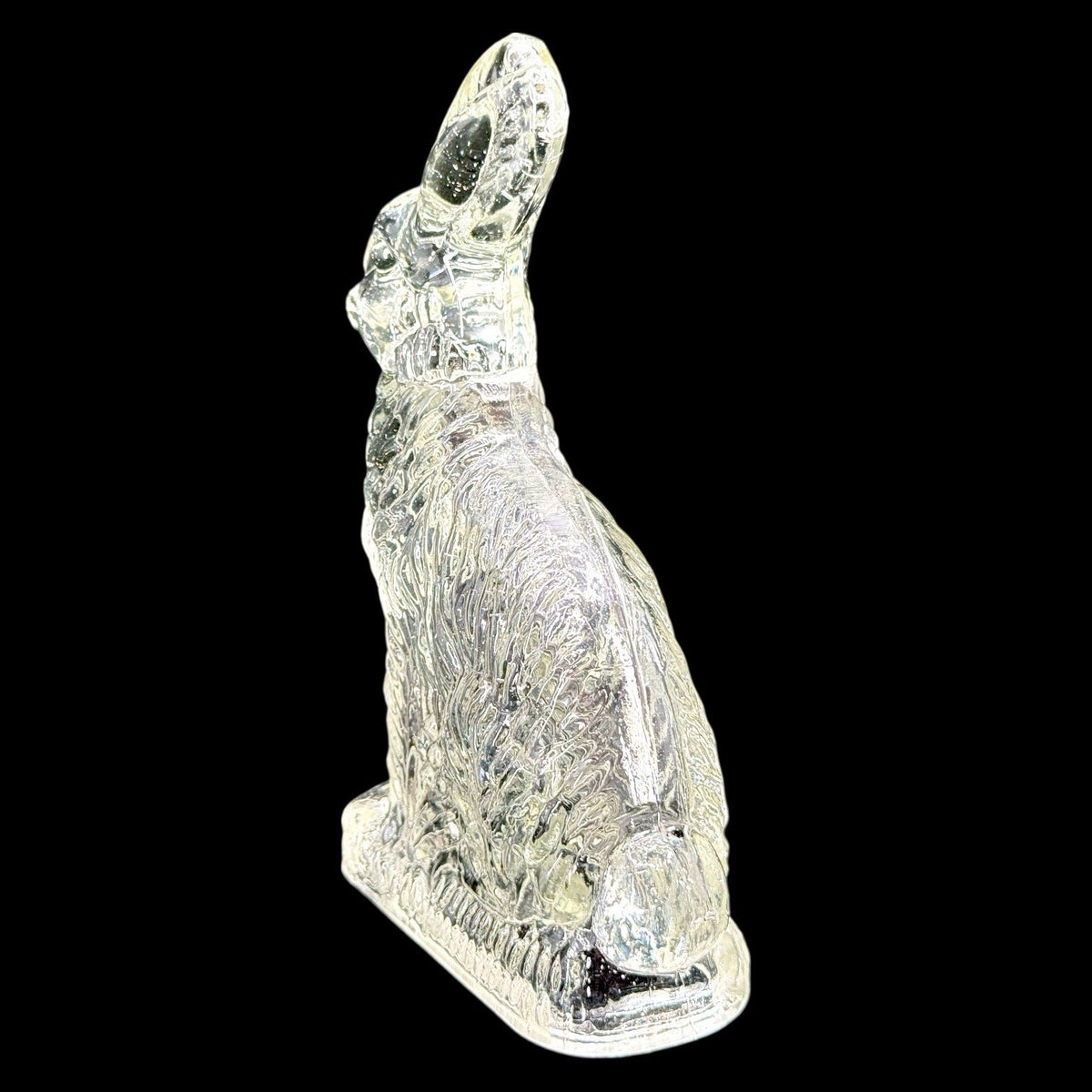2 Vintage J H Millstein Glass Bunny Rabbit Candy Containers Uranium - One GLOWS