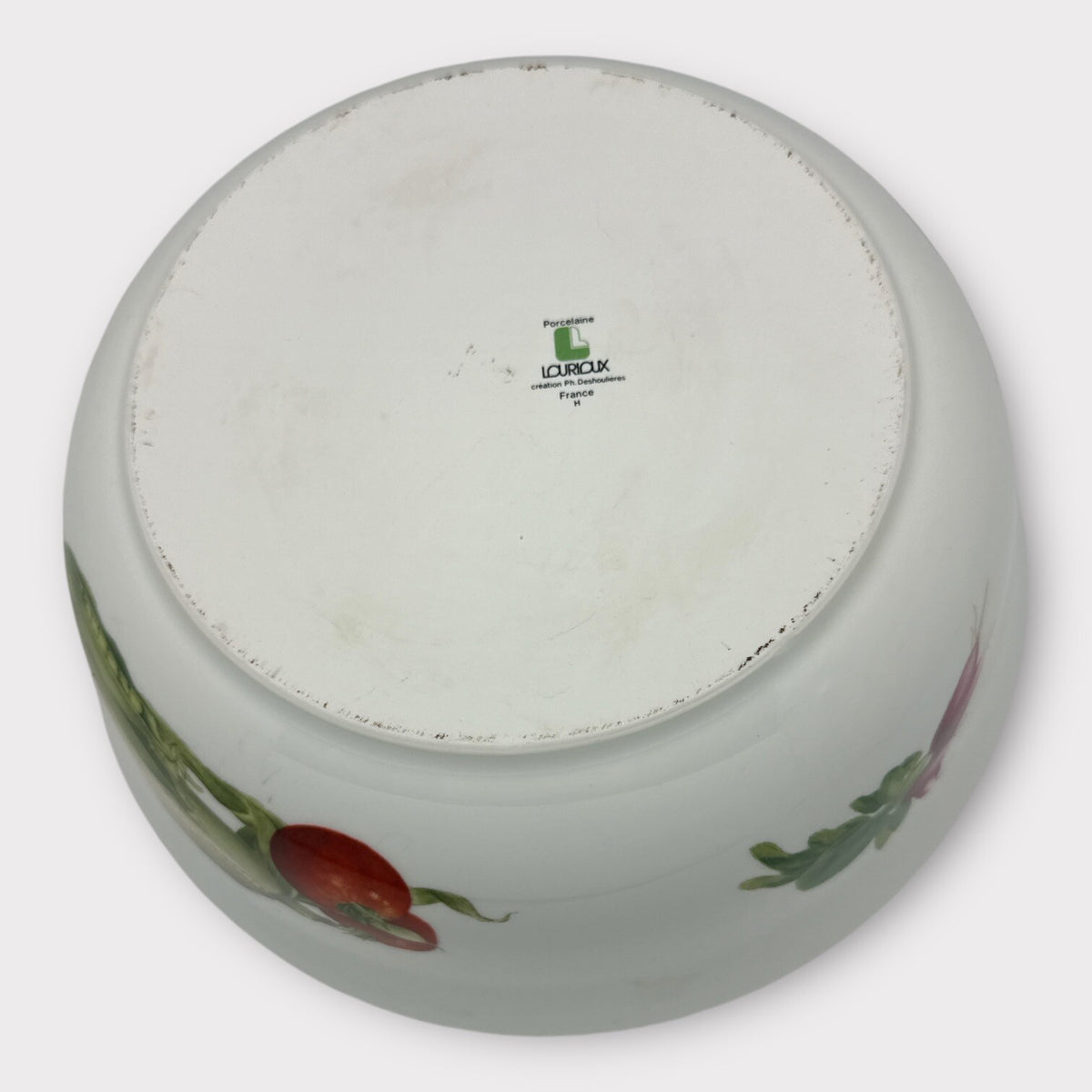 12.5” PHILLIPPE DESHOULIERES France Porcelain SERVING Bowl Vegetables Design