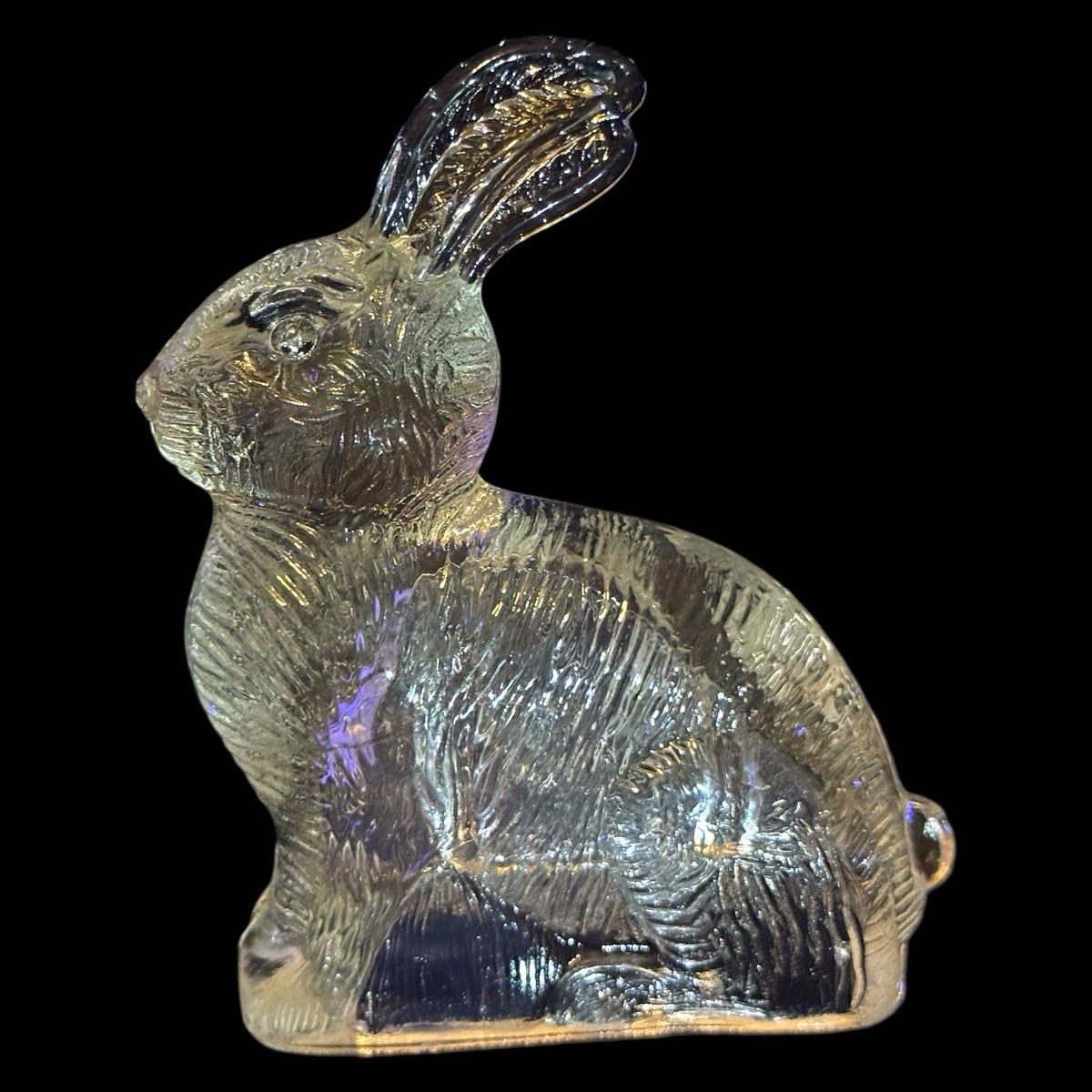 2 Vintage J H Millstein Glass Bunny Rabbit Candy Containers Uranium - One GLOWS