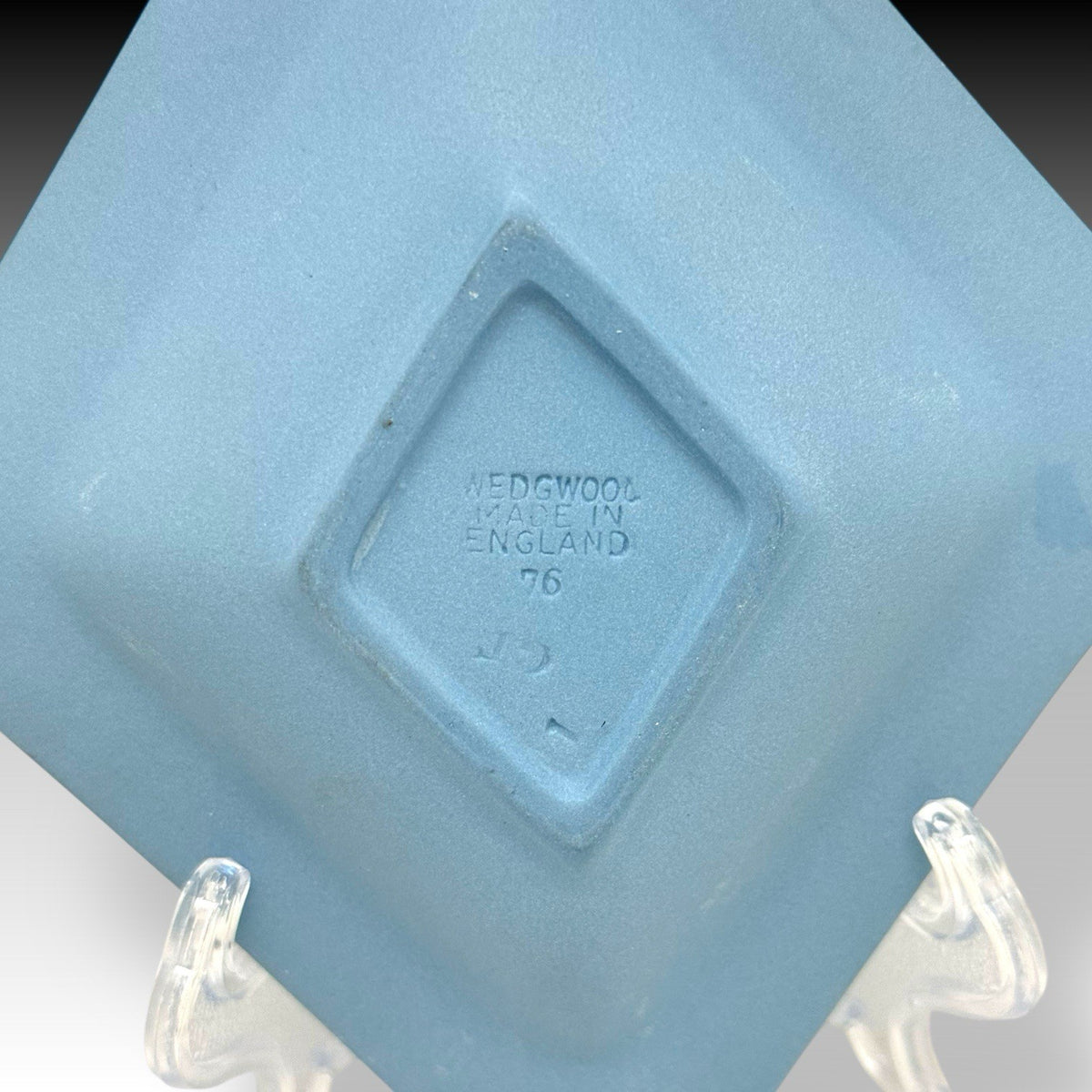 Wedgwood Blue Jasperware Diamond Trinket Dish Orpheus Lyre England Box Booklet