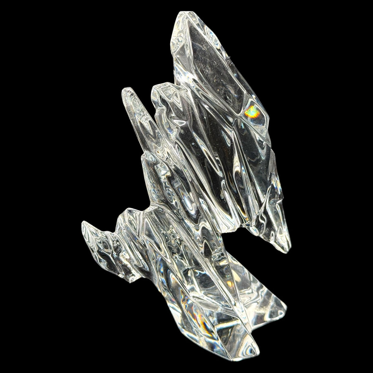 Waterford Crystal Angular Abstract Sculpture Modernist Art Glass Ireland Decor