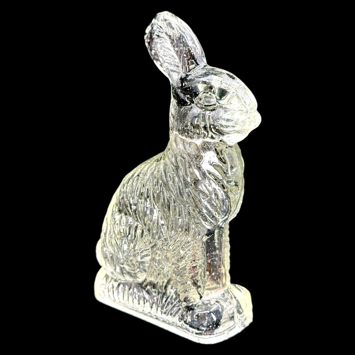 2 Vintage J H Millstein Glass Bunny Rabbit Candy Containers Uranium - One GLOWS